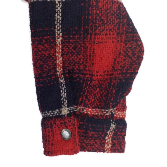 Levi's Red Blue Plaid Full Zip Long Sleeve Wool Blend Shacket Womens Plus 4X NWT - Picture 5 of 16